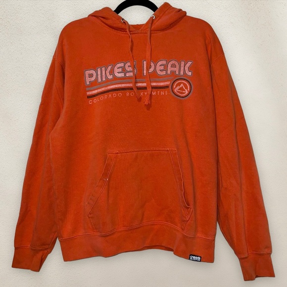Vintage Pikes Peak Distressed Hoodie Orange Pullover Gear For Sports Sz Medium - Picture 1 of 8